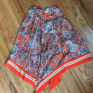 H&M Orange Paisley Pattern Scarf Skirt in Silk